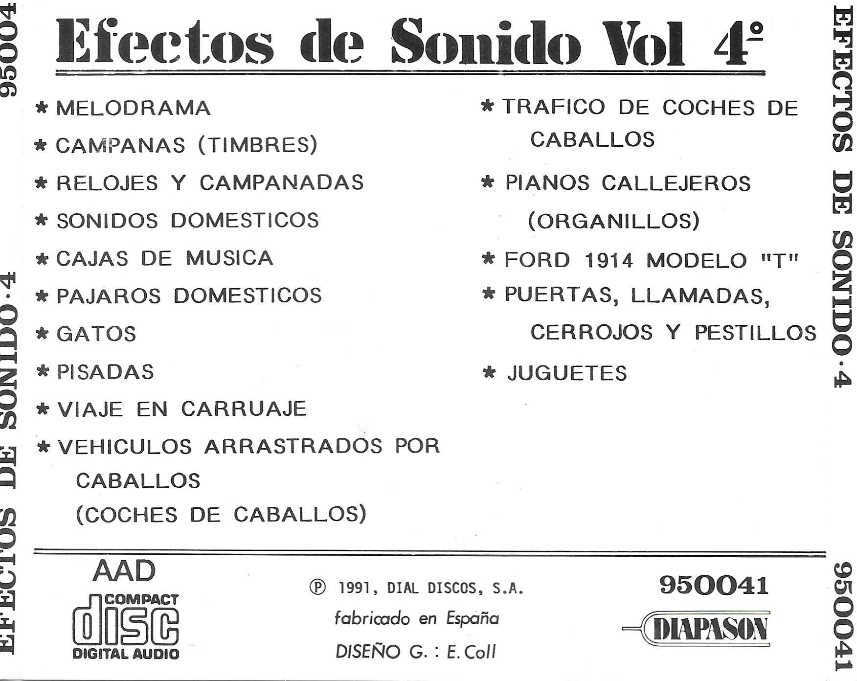 Picture of 95 0041 Effectos de sonido - Volume 4 by artist Various from the BBC records and Tapes library